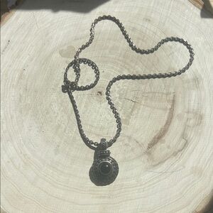 Vintage Style Black Stone Pendant Necklace